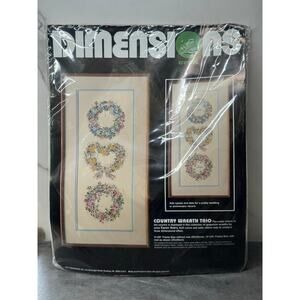 Dimensions New, Old Stock Dimensions Crewel Embroidery Kit "Country Wreath Trio"